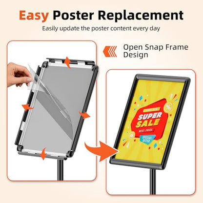 11"x17" Adjustable Floor Stand Sign Holder w/ Round Corner, 1 Pack - size: 11x17 Inch with Rounded Corners