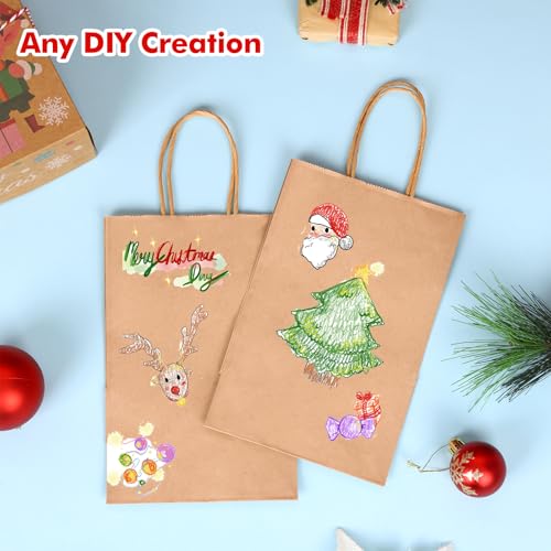 OUTUXED 150pcs Brown Paper Bags with Handles, 5.25x3.2x8in Small Gift Bags - color: Brown 5.25x3.2x8in, size: 1 Count (Pack of 150)