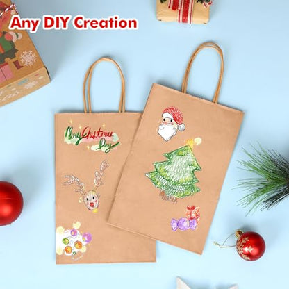 OUTUXED 150pcs Brown Paper Bags with Handles, 5.25x3.2x8in Small Gift Bags - color: Brown 5.25x3.2x8in, size: 1 Count (Pack of 150)
