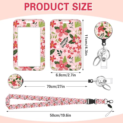 Teacher Lanyard with Retractable Badge Reel, Detachable Clip, Floral - color: Flowers