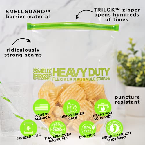 SMELLY PROOF Reusable Clear Odor-Proof Storage Bags - 10-Pack Bundle - Extra Large (12" x 16") & Large (10" x 8.5") - Barrier Technology - Made in the USA