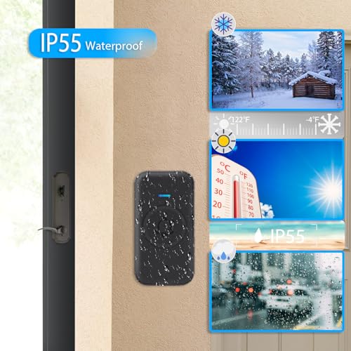 Wireless Doorbell 1000ft Range, Loud Waterproof Door Bell with 60 Melodies - color: Black-‎3 receivers +2 push buttons