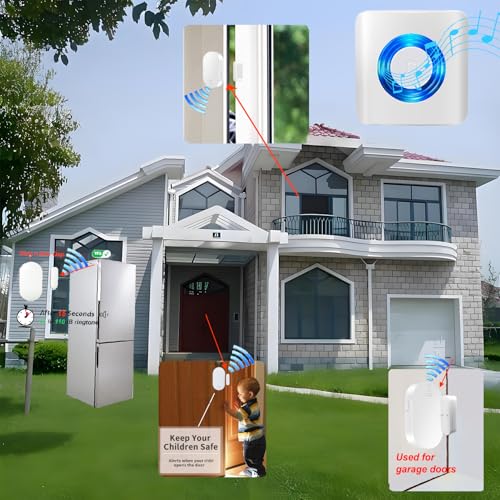 Door Chime,Door Open Contact Sensor Alarm with 600 FT Range,5 Volume Levels,Door Ringer Alert for Business/Store/Home/Office When Enter with Switch ON/Off Button Sensor (One Sensor One Receiver)