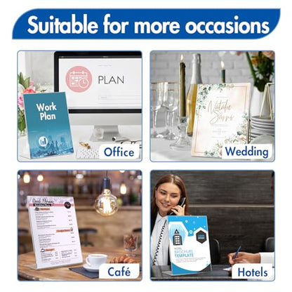 Aheroi Acrylic Sign Holder 8.5x11, Plastic Sign Holder Display Stand 12PCS - color: Vertical Style 2, size: 8.5*11″-12 Pack