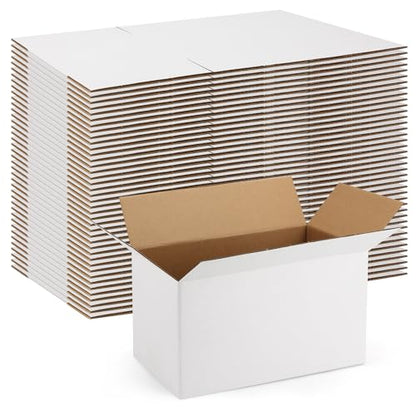 Calenzana 11x6x6 Shipping Boxes Set of 40, White Corrugated Cardboard Box for Mailing Packing Gifts Small Business - size: 11x6x6, style: 40 Pack