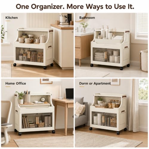 2 Tier Stackable Storage Bins with Lids & Wheels - color: Clear, size: 2 Tier