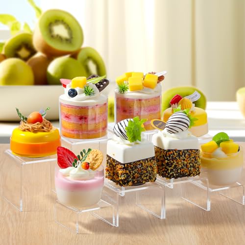 Lemecima 20 Pcs Acrylic Display Risers, Clear Product Stand, Jewelry Display Riser, Cupcakes Holder Dessert Transparent Showcase Stands, Candy Bar Risers, Lifts for Figures