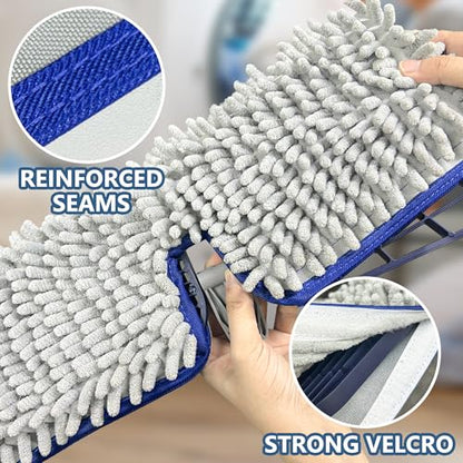 Reusable Mop Pads for Enspoway Dust Mop: Double-Sided Microfiber Refills - color: Blue Gray, size: 15" Mop Pad