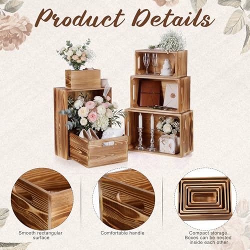 AceOrbit Set of 6 Rustic Wood Crates for Display Nesting Box, Light Brown - color: Light Brown