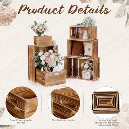 AceOrbit Set of 6 Rustic Wood Crates for Display Nesting Box, Light Brown - color: Light Brown