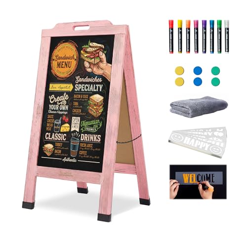 Magnetic Portable A-Frame Chalkboard Signs, 40" × 20", Pink - color: A-portable-pink