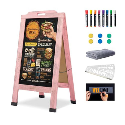 Magnetic Portable A-Frame Chalkboard Signs, 40" × 20", Pink - color: A-portable-pink