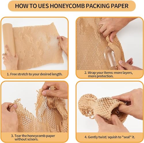 Honeycomb Packing Paper, 15"x300' - color: Brown, size: 15"x300'