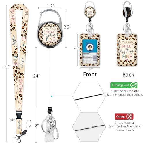 Giancomics Leopard Lanyards for ID Badges Holder Retractable Badge Reel - color: It's Fine