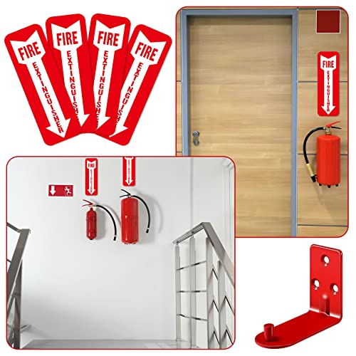 20 Sets Fire Extinguisher Mount for 5-20 lb Fire Extinguisher Bracket Wall Hook with Screws Gaskets Self Adhesive Safety Sticker Sign Quick Install Holder Kit for Garage Workshop Home Cabinet Use