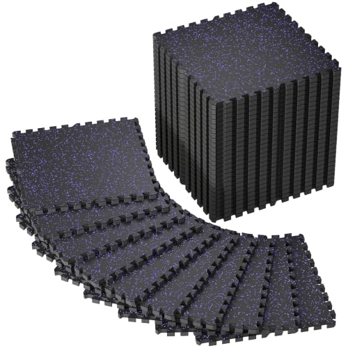 SUPERJARE 0.79'' Extra-Thick 36 Pcs 144 Sq Ft Exercise Equipment Mats - color: Black/Purple, size: 36 Tiles (144 Sq Ft)
