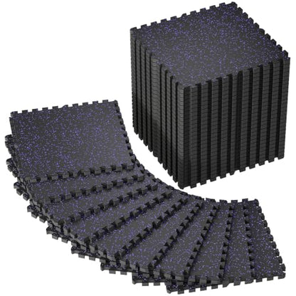 SUPERJARE 0.79'' Extra-Thick 36 Pcs 144 Sq Ft Exercise Equipment Mats - color: Black/Purple, size: 36 Tiles (144 Sq Ft)