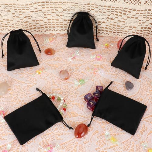Tapleap 12Pcs Small Jewelry Bags, 3x4” Black Velvet Drawstring Coin Pouch - color: Black, size: 3x4in