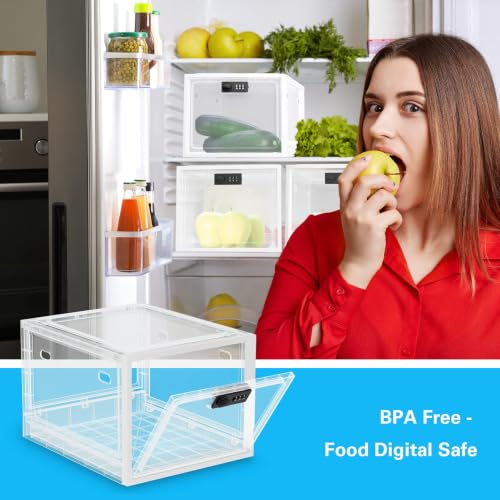 BUG HULL Large Capacity Medication Lock Box, Fridge Lock Box for Medicine Safe, Locking Medicine Box with Code for Snack, Food and Home Safety - color: White