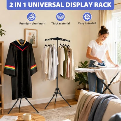 Cap and Gown Display Stand, Adjustable Shirt Display Stand - color: Glossy Black