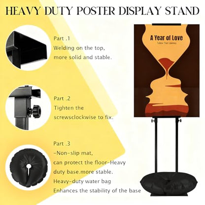 2 Pack Heavy Duty Adjustable Pedestal Sign Holder, 83" Poster Stand(Black) - color: Black