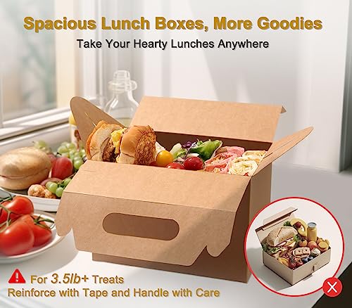 Happyhiram 40 Pack Brown Kraft Large Gable Boxes with Handles, 9x6x6 Inch - color: Kraft Brown, size: 1 Count (Pack of 40)