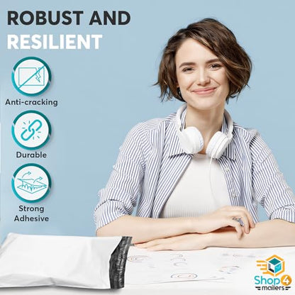 1000 Count 7.5x10.5 Permanent Self Seal White Poly Mailers, 2.17 Mil - size: 1000 Pack
