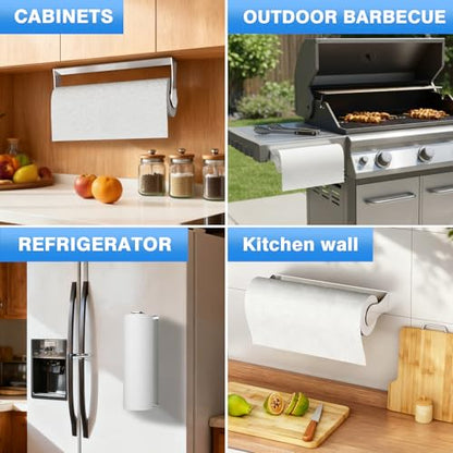 Paper Towel Holder Under Cabinet, Wall Mount, Stainless Steel, Silver - color: Silver