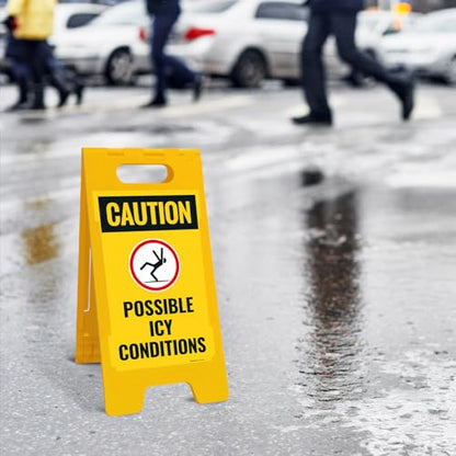 Caution Possible Ice Conditions Sign Kit, - size: 10x16 Inches, style: A-frame + 2 Panel Kit