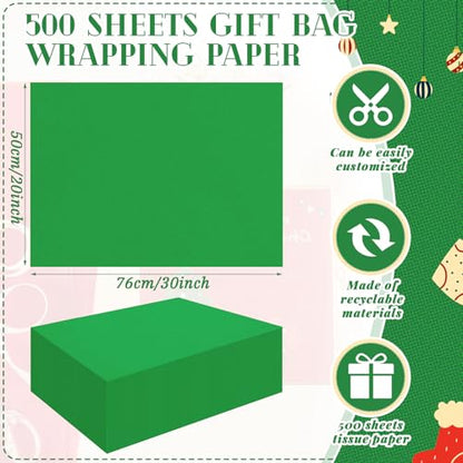 500 Sheets Dark Green Tissue Paper 20 x 30 Inch for Christmas Gift Bags - color: Dark Green, size: 20 x 30 Inch