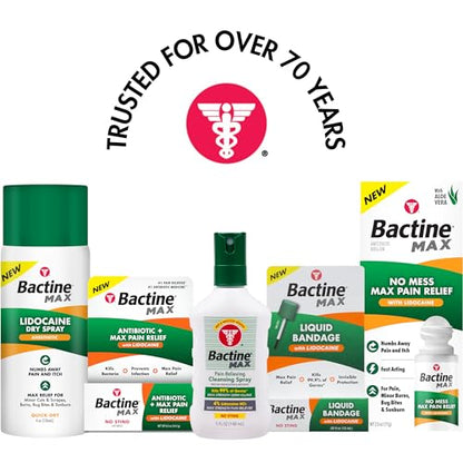 Bactine MAX First Aid Spray, Pain Relief Cleansing Spray, 5 oz (4 Pack)