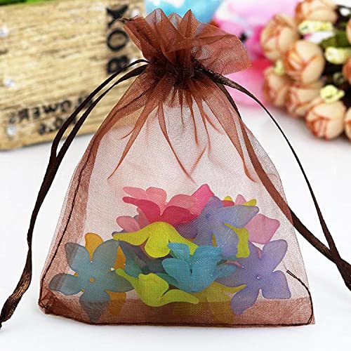 Sheer Organza Gift Bags Packs of 100 Drawstring 4x6 inch Brown - color: Brown 4x6in 100pc