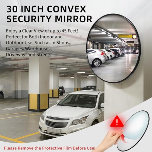 2 Pcs 30 Inch Convex Traffic Mirrors, Outdoor Driveway Safety Mirrors