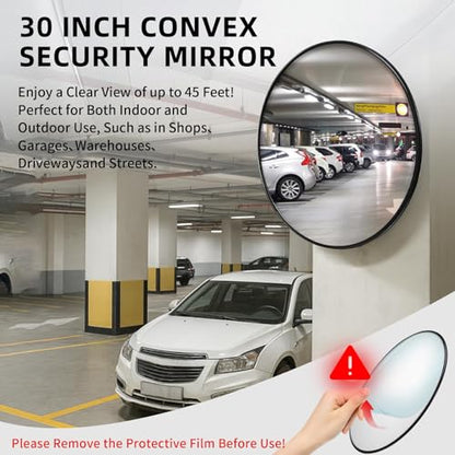 2 Pcs 30 Inch Convex Traffic Mirrors, Outdoor Driveway Safety Mirrors