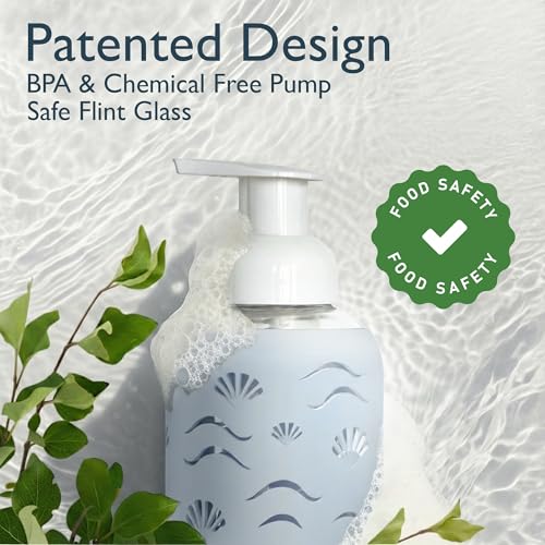 Foaming Glass Hand Soap Dispenser Pump Misty Blue 8oz - color: Misty Blue