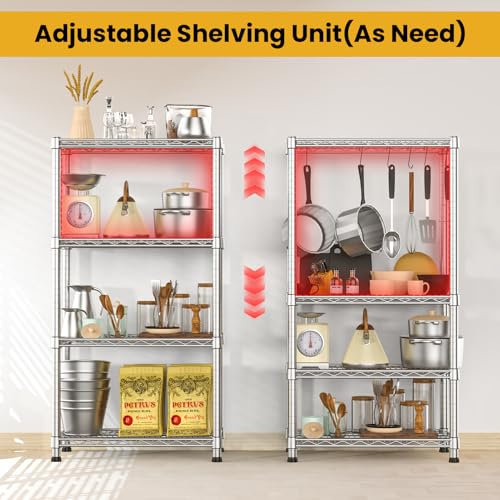 4- Shelf Heavy Duty Metal Wire Shelving Unit Adjustable Industrial Storage Rack Steel Commercial Grade Shelving Standing Shelf organize 2200LBS,for Laundry Bathroom Kitchen Closet 14"Dx24"Wx47"H - size: 4-Tier-Silver[ 14"D x 24"W x 47.25"H]