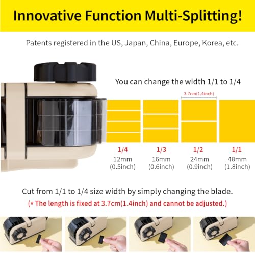 [TENDO°] TENDO Multi-Section Tape Dispenser, Custom Width Tape Cutter with 4 Cutting Sections, Built-in Safety Blade, Ergonomic Grip for Packing and Office Use, ZO-508(Beige) - color: Beige