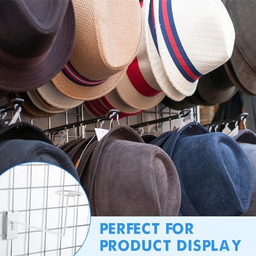 Blulu 6 Pcs Hat Displayer for Gridwall, Metal Hat Helmet Rack, White - color: White