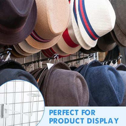 Blulu 6 Pcs Hat Displayer for Gridwall, Metal Hat Helmet Rack, White - color: White