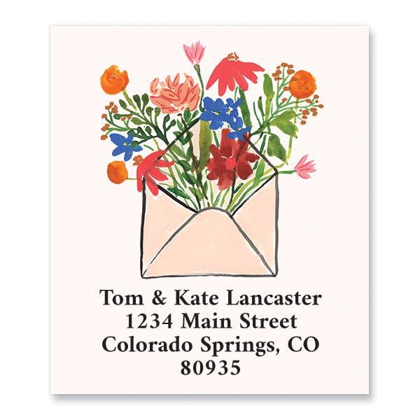 Mail Blooms Personalized Address Labels - Set of 144 (3 Designs), 1 ½” x 1 ¾”, Self-Adhesive, Large Flat-Sheet Select Labels, By Colorful Images - color: Mail