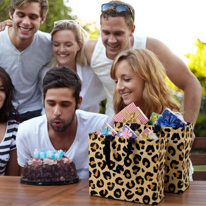 Abbylike 30 Pcs Brown Leopard Gift Bags, Animal Print Reusable Tote - style: Brown Leopard