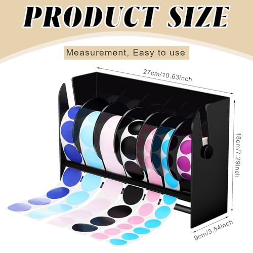 Qilery Sticker Holder Organizer Dispenser Acrylic Roll Label,7 Disks Black - style: 7 Disks Black