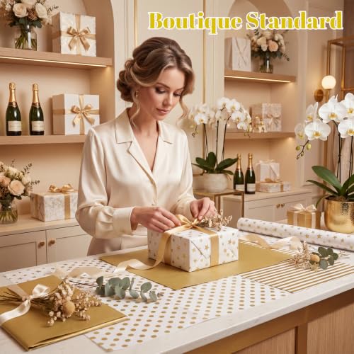 woric 120 Sheets Gold Tissue Paper for Gift Bags 20 x 14 Inch - color: Gold