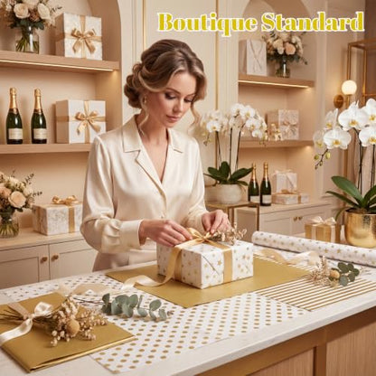 woric 120 Sheets Gold Tissue Paper for Gift Bags 20 x 14 Inch - color: Gold