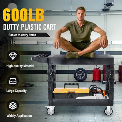 LDHTHOPI Utility Cart, Heavy Duty Flat with Full Swivel Wheels - color: Black