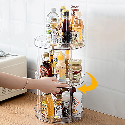 URALFA 3 Tier Lazy Susan Organizer, 9 Inch Clear Rotating Makeup Organizer - size: 9 Inch / 3 Tier / 1 Pack