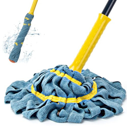 Self-Wringing Twist Mop for Floor Cleaning, Microfiber Cloth Floor mop, 57" - color: Microfiber Cloth (1 Handle & 1 Mop Head)
