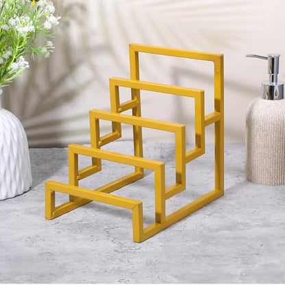 2 Pack 3-Tier Purse Display Stand, Gold Metal Clutch & Wallet Organizer Rack for Handbag Storage - Home, Closet, Retail Boutique Store Supplies (7.6" H)