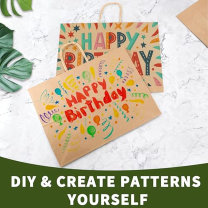 13x7x13 Inch Kraft Paper Large Gift Bags with Handles Bulk-50Pack Recyclable Sturdy Brown Paper Bags for Business, Merchandise, Gifts Bags, Shopping, Retail Stores, Takeout, Birthday Party