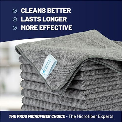 MW Pro Microfiber Cleaning Cloth | Gray | 12 Pack | 16” x 16” | All Purpose Microfiber Towels - Clean, Dust, Polish, Scrub, Absorbent - color: Gray